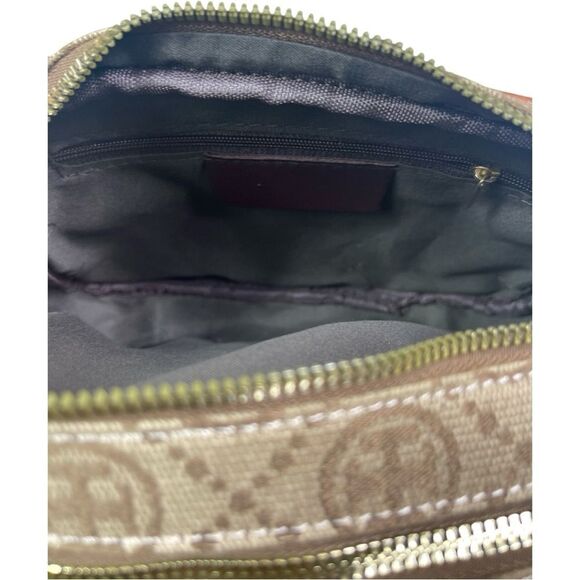 Designer Brown Tan Buckle Crossbody Bag - Picture 9 of 10